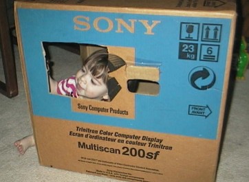 Isabella playing in a Sony TV box