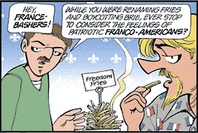 Doonesbury comic with lots of French in it